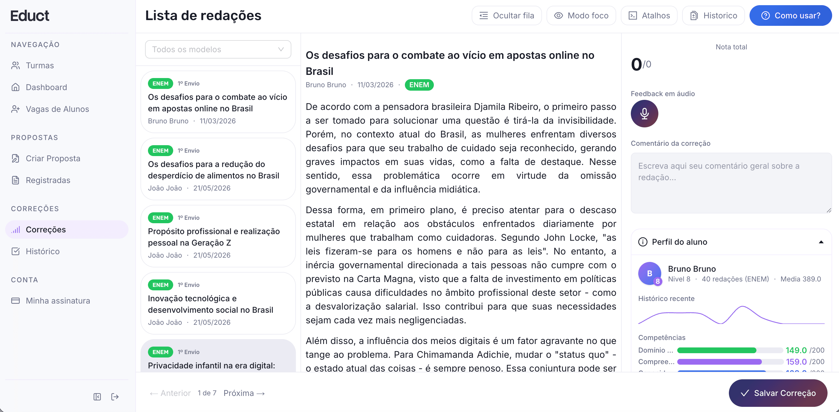 Plataforma Educt para professores